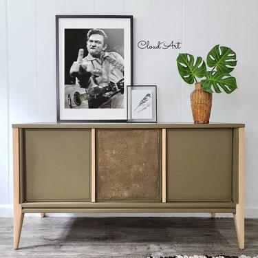 SHIPPING NOT fREE  Midcentury Danish Modern Buffet Server Credenza Cabinet TV Stand Storage Farmhouse Boho  Green Furniture Maryland Painted by CloudArt