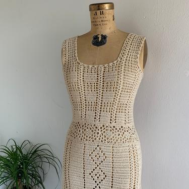 Very Sweet 1930s Crocheted Dress Jumper Cotton Vintage Knit 34 Bust 