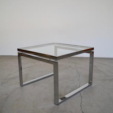 Gorgeous 1960's Mid-Century Modern End Table / Side Table in Chrome &amp; Glass - Milo Baughman Design 