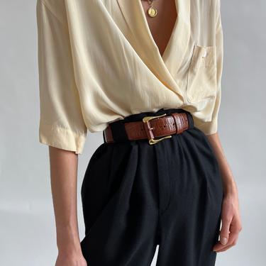 Vintage Creme Double Breasted Silk Blouse