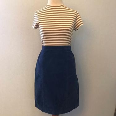 Vintage Navy Blue Suede Skirt 
