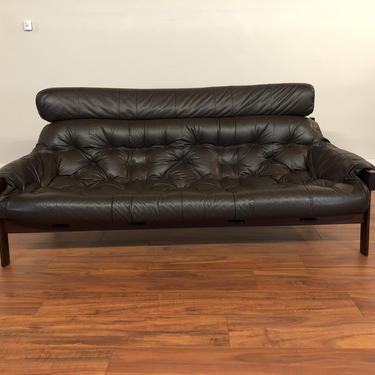 Percival Lafer Rosewood and Leather Couch 