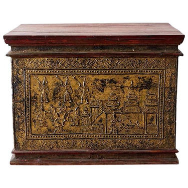 19th Century Burmese Gilded Chest or Trunk Table by ErinLaneEstate
