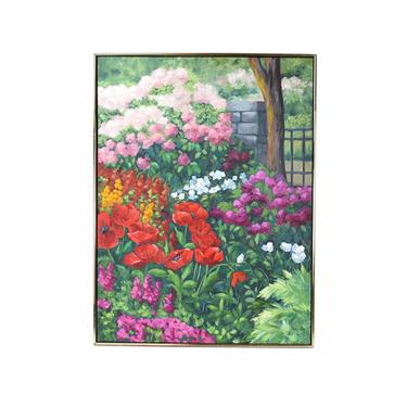 1998 Nancy Day “Red Poppies &amp; Others” Floral Garden Landscape Painting 