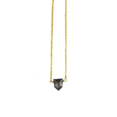 Salt &amp; Pepper Diamond Shield Necklace