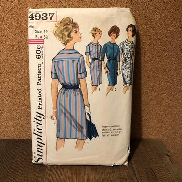 1950s 60s pencil dress sewing pattern DIY vintage Simplicity 14 S 