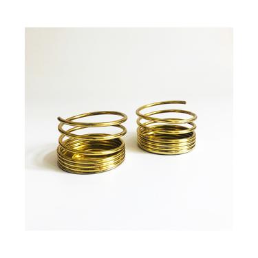 Vintage Partylite Brass Coil Pillar Candle Holders / Set of 2 