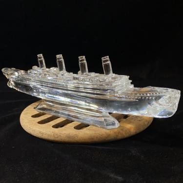 Model, Glass Ship, Ocean Liner 1930's
