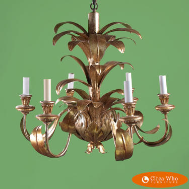 Tole Palm Frond Chandelier