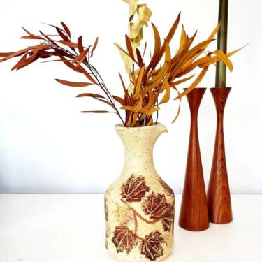 Vintage Stoneware Maple Leaf Decanter Vase 
