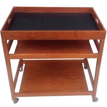 SOLD. Danish Modern Serving Cart With Removable Tray