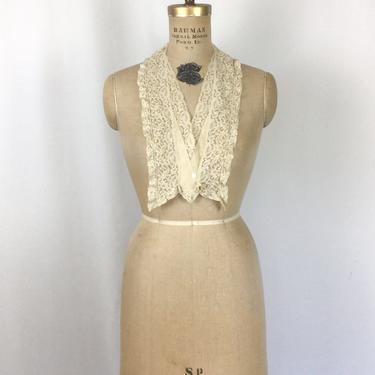 Vintage 30s collar | Vintage cream floral lace dickie | 1930 lace crochet bib collar 