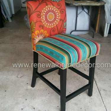 Custom order- counter stools or barstools available. We can recreate this fabric combo or customize it to fit your decor. Price per barstool 