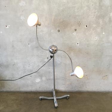 Vintage Industrial Rolling Double Head Gooseneck Floor Lamp