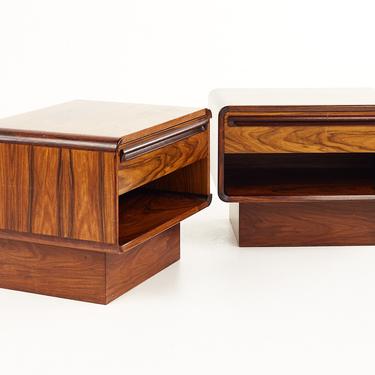 Dyrlund Style Mid Century Rosewood Nightstands - A Pair -mcm 