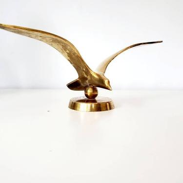 Vintage Brass Large Seagull on Pedestal 