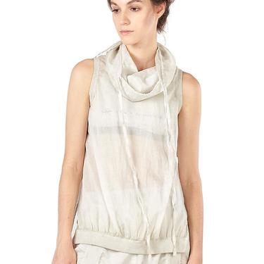 Amees Sheer Sleeveless Funnel Neck Top in OCEAN GREY Only