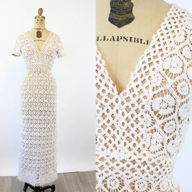 1970s NEIMAN MARCUS crochet wedding dress xs | new spring 