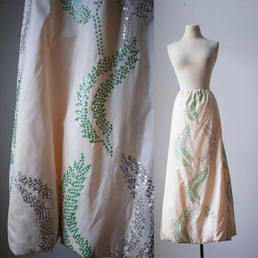 Vintage Mary McFadden Bubble Skirt / Formal Evening Skirt / White Silk Skirt / Sequined Skirt / Designer Long Skirt 