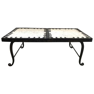 Art Deco Style Wrought Iron and Marble Coffee Table