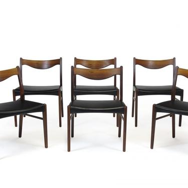 Arne Wahl Danish Rosewood and Leather Dining Chairs - Set of 6