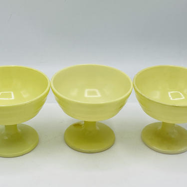 Vintage (3)  Hazel Atlas Moderntone Platonite Footed Sherbet Dessert Cups Bowls- YELLOW 