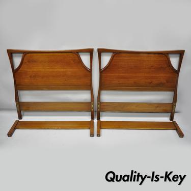 Pair of Vintage Mid Century Modern Walnut Twin Size Bed Frames Kagan Style