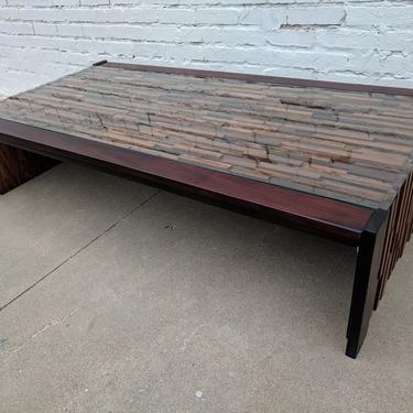 Mid Century Modern Percival Lafer Brutalist Rosewood Coffee Table 