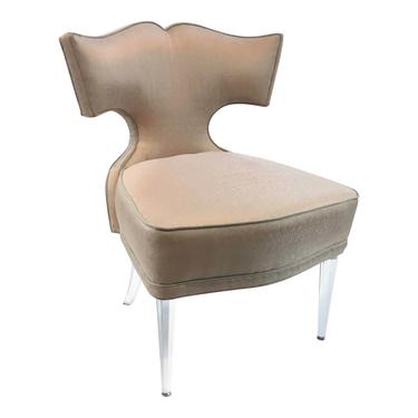 Caracole Couture Modern Blush Upholstered Acrylic Accent Chair/Vanity Chair