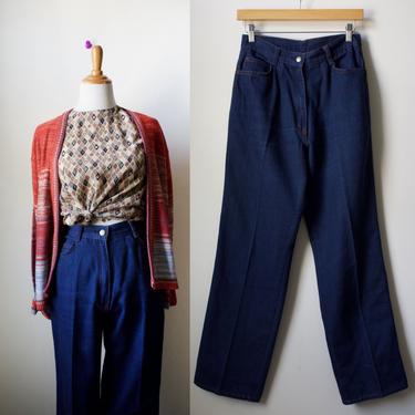 Vintage 70s High Waisted Straight Led Jeans 26&amp;quot; Waist 