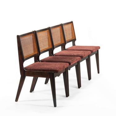 Set of Four Sophisticated Cane Back Dining Chairs in the Manner of Edward Wormley 