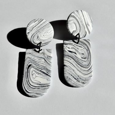 Miss Marble Drop | Handmade Polymer Clay Dangle Earrings 