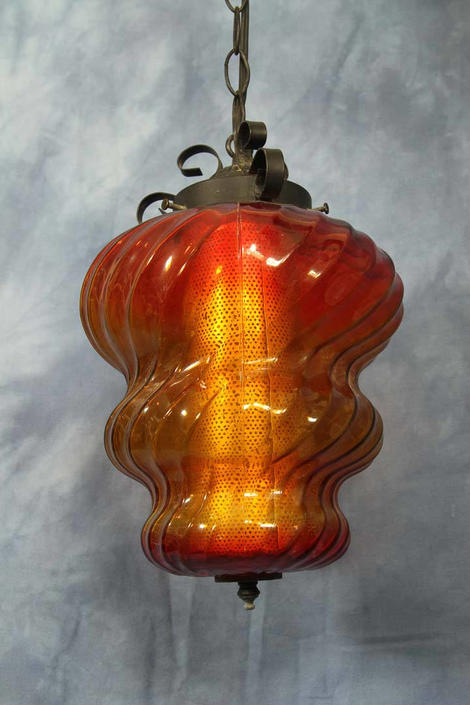 Glass Globe Hanging Pendant Swag Lamp, Red Glass Hanging Lamp