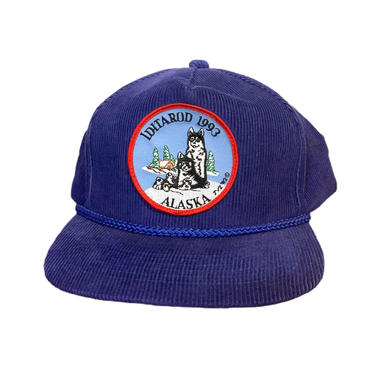 Vintage 90s Iditarod Corduroy Blue 1993 Snapback Rope Hat 