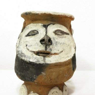 Old PERUVIAN FOLK ART MOCHE POTTERY TWO FACED EFFIGY VESSEL Vase PRE COLOMBIAN