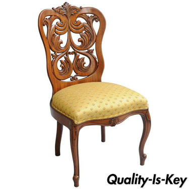 Rococo Revival Victorian Laminated Walnut Scroll Slipper Chair Attr. John Belter