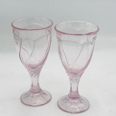Vintage (2) Noritake &amp;quot;Sweet Swirl&amp;quot; Pink Wine Goblets or Wine Glass - Nice Condition- 6 3/4&amp;quot; 