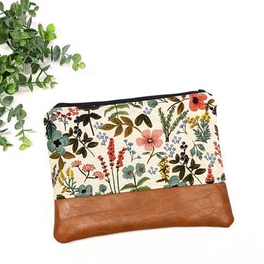 Rifle Paper Makeup Bag: Cream Amalfi Herb Garden/ Travel Pouch/ Vegan Leather 