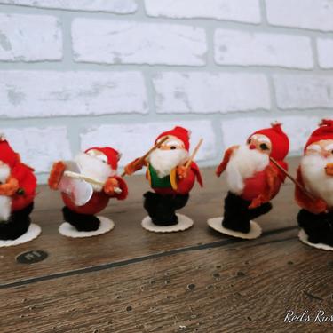 5 Piece Santa Band Christmas Ornaments Made in Japan 