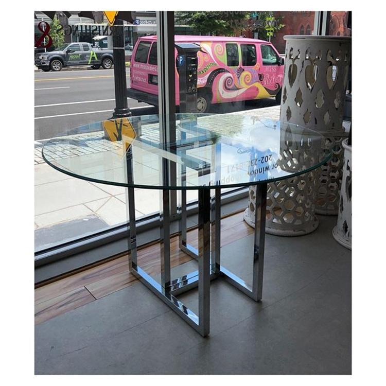 Chrome base (round) glass top dining table 48 W x 29 H 