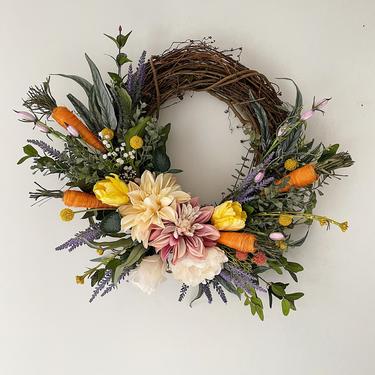 Colorful Spring Easter Wreath with Sage Greens, Spring Front Door Wreath 