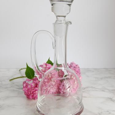 Etched Glass Decanter Vintage Glass Pitcher Liquor Wine Barware by PursuingVintage1