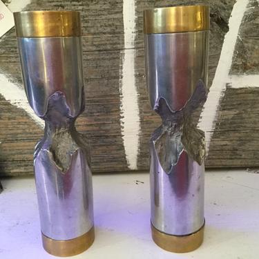 Brass and Silver Candle Holders