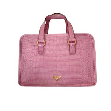 Prada Pink Croc Top Handle Bag