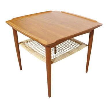 Poul Jensen Selig Mid-Century Danish Modern Teak Caned Square Coffee/Side Table 