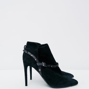 Valentino Black Rockstud Ankle Boots, Size 40.5