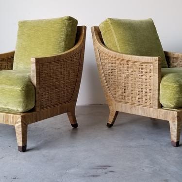McGuire St. Germain Rattan Lounge Chairs - a Pair 