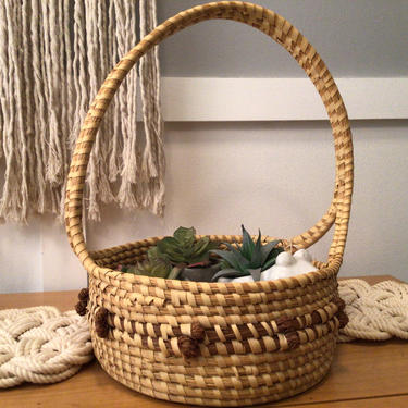 CHARLESTON SWEETGRASS and Palm Vintage handled Basket 