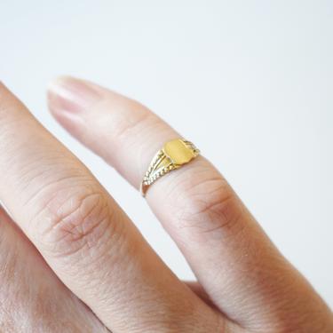 Antique 14kt Gold Signet Pinky Ring | Size 2.25  | Victorian/Edwardian 14 Karat Gold Child's Band for Stacking 
