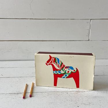 RARE FIND Vintage Red Swedish Dala Horse Book of Matches // Book of Match Collector // Matchbook Gift 